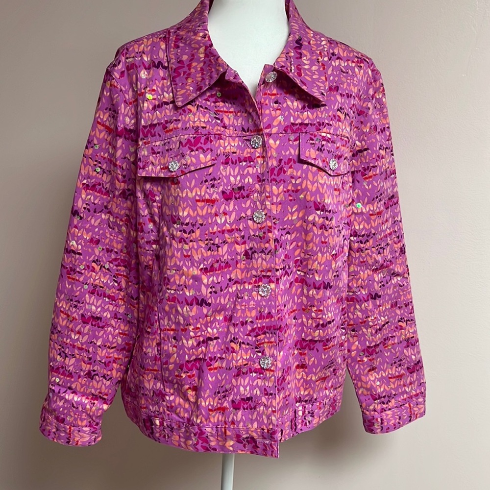 REDD lightweight spring jacket pinks and peach Sz 16 EUC